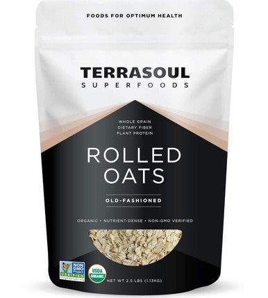 Terrasoul Superfoods Organic Rolled Oats 2.5 lbs - Gluten- | Old-Fashioned | Whole Grain