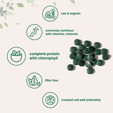 Organic Chlorella Spirulina Tablets, 3000mg , 720 Counts, 4 Months Supply, 50/50 Blend Superfood, No Filler, No Additives, Cracked Cell Wall, Rich in Vegan Protein & Chlorophyll