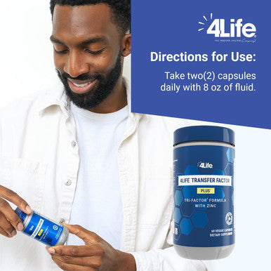 4Life TRANSFER FACTOR PLUS Tri-Factor Formula - Immune System Support with Zinc Super Mushroom Blend (Maitake Shiitake Agaricus) and Extracts of Cow Colostrum and Chicken Egg Yolk - 60 Capsules