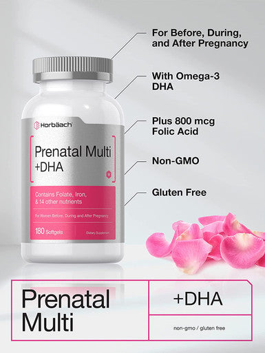 Womens Prenatal Multivitamin with DHA 180 Softgels by Horbaach