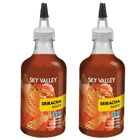 Sky Valley Sriracha Sauce - Hot Sauce, Made with Red Jalapeno Peppers, Gluten Free, Vegan, Non-GMO, Less Than 2g of Sugar per Serving, 5 Calories per Serving - Sriracha Hot Sauce, 14 Oz