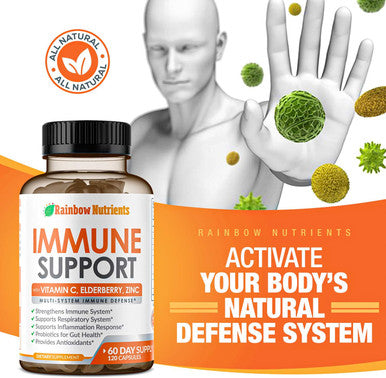 10 In 1 Immune Support Supplement (No Fillers) Vitamin C, Zinc, Elderberry, Echinacea, Turmeric, Probiotics Immunity Booster For Multi-System Immune Defense, Respiratory & Gut Health 60 Day Supply