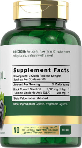 Carlyle Black Currant Oil Softgels | 1500mg | 200 Count | Non-GMO and Gluten Formula | Black Currant Seed Oil
