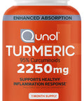 Turmeric Curcumin with Black Pepper Qunol 2250mg Turmeric Extract with 95 Curcuminoids Extra Strength Supplement Enhanced Absorption Supports Healthy Inflammation Response 90 Vegetarian Capsules
