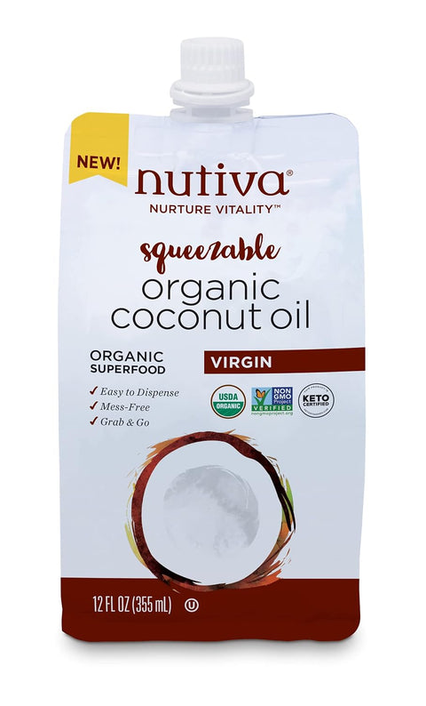 Nutiva Organic Steam-Refined Coconut Oil, 54 Fl Oz, USDA Organic, Non-GMO, Vegan, Keto, Paleo, Neutral Flavor and Aroma for Cooking & Natural Moisturizer for Skin and Hair