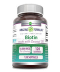 Amazing Formulas Biotin 10000Mcg With Extra Virgin Organic Coconut Oil 120 Softgels | Non-Gmo | Gluten Free | Made In Usa
