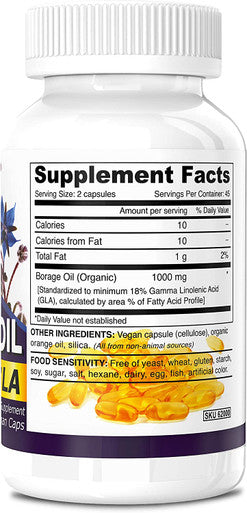 Deva Vegan Vitamins, Borage Oil 500mg, Rich Source of Omega-6 Fatty Acid GLA (Gamma linolenic Acid), Cold-Pressed & Unrefined, 90 Tablets, 1-Pack