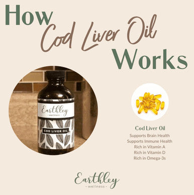 Earthley Wellness Cod Liver Oil ÃƒÂ¢Ã¢â€šÂ¬Ã¢â‚¬Å“ Natural Source Of Vitamins A & D, Omega-3 Fatty Acids, Immune & Brain Health Support, Line-Caught Cod, Non-Gmo, (8Oz Cod Liver Oil)