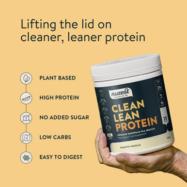 Nuzest Pea Protein Powder Clean Lean Protein Premium Vegan Plant Based Dairy Gluten GMO Naturally Sweetened Protein Shake Smooth Vanilla 20 Servings 1.1 lb