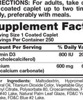 Nature's Truth Calcium 600 mg Plus Vitamin D3 Tablets, 250 Count