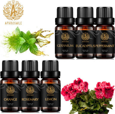 Aromatherapy Lemon Essential Oil Set for Diffuser, 100% Pure Orange Essential Oils Kit, 6X10ml Therapeutic Grade Cleaning Essential Oils Set-Lemon,Rosemary,Orange,Peppermint,Geranium,Eucalyptus Oil