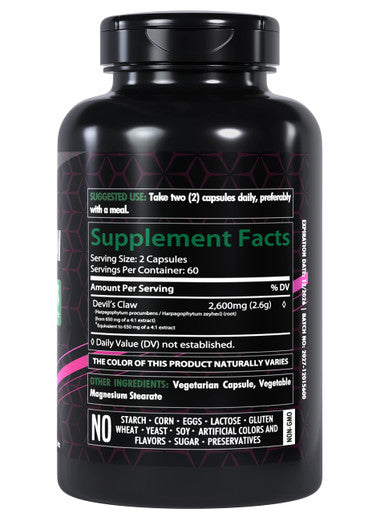 Healthfare Devils Claw Herbal Supplement | 2600Mg | 120 Count | Support Low Back Discomfort | Max Potency Formula | Non-Gmo And Gluten-Free