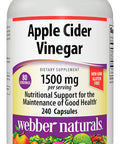 Webber Naturals Apple Cider Vinegar Pills 1500 mg per Serving High Potency 240 Capsules Natural Digestion Metabolism Weight Detox Support NonGMO Gluten Dairy Sugar