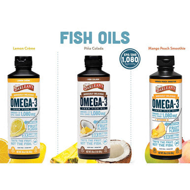 Barleans Lemon Creme Omega 3 Fish Oil Supplements 1080mg of EPA/DHA for Brain Heart Joint Immune Health AllNatural Fruit Flavor Non GMO Gluten Free 8Ounce
