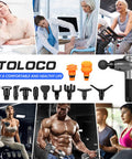Toloco Massage Gun, Muscle Massage Gun Deep Tissue, Percussion Massage Gun With 12 Replacement Heads, Super Quiet Portable Electric Massager For Athletes, Treatment, Relax, Carbon