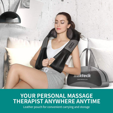 Nekteck Shiatsu Neck And Back Massager With Soothing Heat, Electric Deep Tissue 3D Kneading Massage Pillow For Shoulder, Leg, Body Muscle Pain Relief, Home, Office, And Car Use