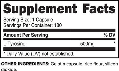 PrimaForce LTyrosine Supplement 180 Capsules 500mg Per Serving