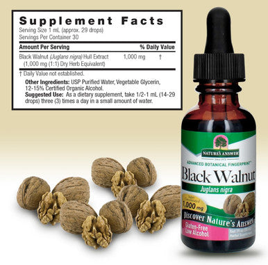 Nature'S Answer Black Walnut with Organic Alcohol 1000mg 1oz Extract | Promotes Overall Well-Being | Cardiovascular Support | Gluten- Non-GMO Vegan | Single Count