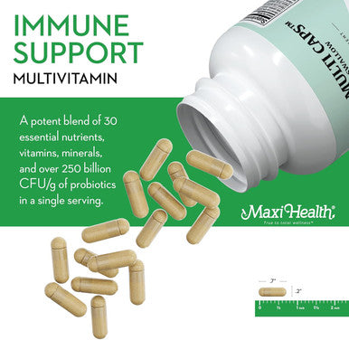 Maxi Health - Multivitamin For Women & Men - Daily Mens & Womens Vitamins With 30 Nutrients Including Iron, Zinc, Probiotics, Immune Support Vitamins & More - Easy To Swallow Maxicaps, 120 Capsules