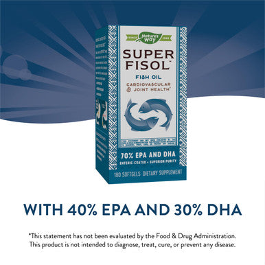 Nature'S Way Super Fisol Premium Fish Oil, Sustainably Sourced, Tested For Pcbs, Heavy Metals, And Impurities, 70% Epa/Dha, 180 Softgels