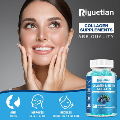 Biotin Gummies With Collagen For Adults Women & Men - Hair Skin Nails Gummies With Biotinis - Vitamins Gummies For Woman - 60 Gummies Hair Vitamins - Vegan, Non-Gmo - Biotin 15000Mcg