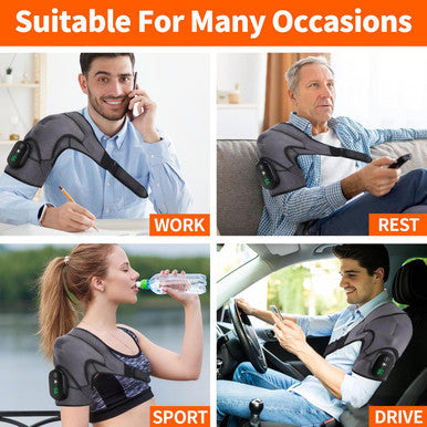 Cordless Heated Shoulder Brace Wrap, Shoulder Heating Pad With Massage, 3 Heat & Vibration, 5000Mah Battery Powered, Shoulder Massager For Men Women