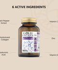 GOLD COLLAGEN Hyaluronic Formula - Collagen Supplements for Women Enhanced with Vitamin D Vitamin C Hyaluronic Acid & Zinc 90 Tablets - Collagen Tablets for Skin Hydration Hair Nail & Joint Care