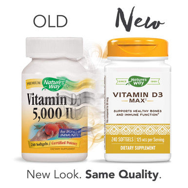 Nature'S Way Vitamin D3 Max, Supports Healthy Bones And Teeth*, Supports Immune Health*, 125Mcg Per Serving, 240 Softgels