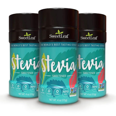 SweetLeaf Stevia Powder Shaker Jar Zero Calorie Sweetener with Stevia Leaf Extract No Artificial Sweetener Additives Sugar Keto Friendly Non GMO Gluten 4 Oz (Pack of 1)