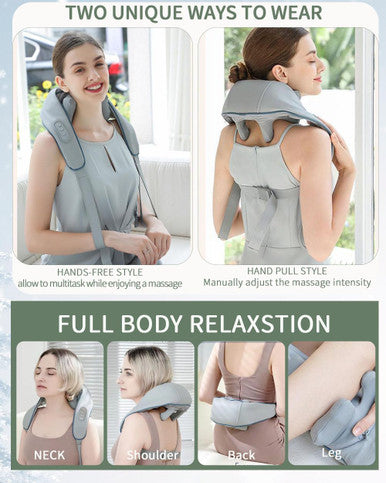Birthday Gifts Deep Kneading Neck And Shoulder Massager With Heat - 5D Cordless Mini Shiatsu Neck Massager For Pain Relief Deep Tissue - Portable Cervical Massager At Home For Muscle Relaxation
