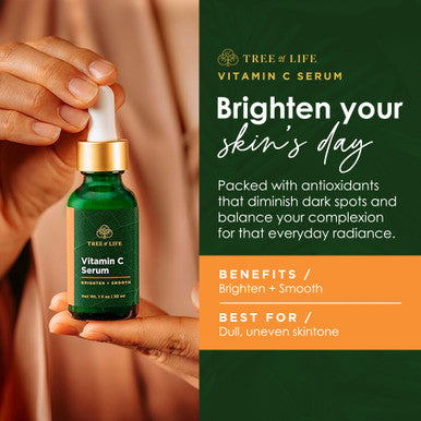 Tree of Life Vitamin C Serum for Face - Vit C Serum with Hyaluronic Acid and Vitamin E - Skin Brightening and Anti Aging Vitamin C Face Serum for Dry and Sensitive Skin, Dermatologist-Tested - 1 Fl Oz