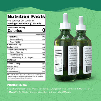 Sweetleaf Sweet Drops Stevia Liquid Sweetener Variety 2-Pack Vanilla Cr me and SteviaClear 4 Oz Ea