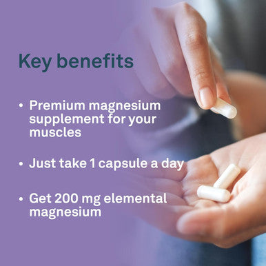 Organika Magnesium Bisglycinate - 200Mg, High Absorption, Muscle Recovery, Heart Support, 120Vcaps