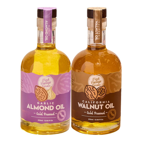 Fresh Vintage Farms 100% Undiluted Cold Pressed Walnut Oil | Wholesome & Nutritious Healthy Cooking Oil for Cooking, Baking, Grilling, Dipping, & Salads | Walnut Oil - 12.68 Fl Oz, Pack of 1