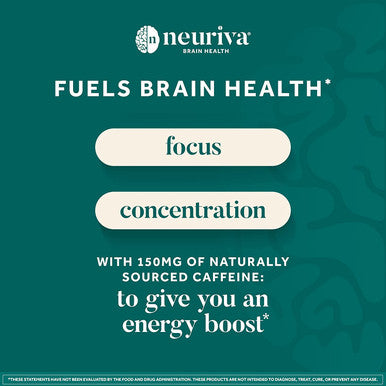 NEURIVA Brain Energy Supplement with Clinically Tested Neurofactor For Focus Concentration Vitamin B12 150mg of Caffeine For An Immediate Energy Boost 30ct Cherry Limeade Effervescent Tablets