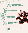 Micro Ingredients Antarctic Krill Oil Supplement 2000mg Per Serving 240 Softgels Triple Strength Rich in Omega-3s EPA DHA & Natural Astaxanthin Supports Immune System & Brain Health