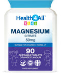 Kids Magnesium Sublingual 90 Tablets (V) (not Capsules or Gummies) for Anxiety, Sleep, Ticks. Vegan Chewable Magnesium Citrate for Children. Made in The UK by Health4All