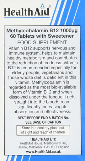 HealthAid Methylcobalamin Metcobin, 1000 mcg
