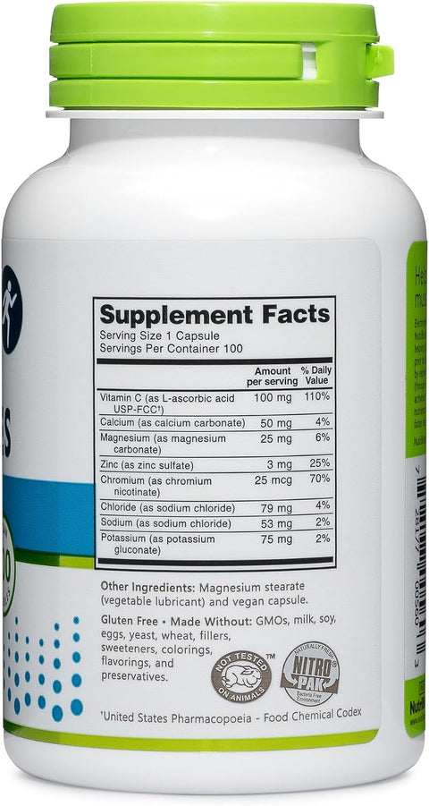 Nutribiotic Essential Electrolytes 100 Ct Capsules Supports Increased Performance & Faster Recovery Pharmaceutical Grade Vitamin C With Electrolytes For Rehydration Vegan Gluten- & Non-Gmo