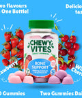 Chewy Vites Adult Bone Support 50 Vitamin Gummies 400mg Calcium Gummies with 20 mcg Vitamin D3 for Bones Teeth & Muscle Function 2-a-Day Vegan Mix of Wild Cherry and Strawberry Flavour