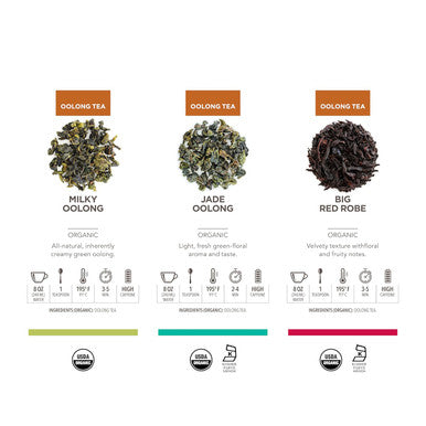 Teabloom Masters Collection - Six Rare Single-Origin Organic Loose Leaf Teas - Milky Oolong White Silver Needle Big Red Robe Golden Monkey Jade Oolong and White Tip Oolong