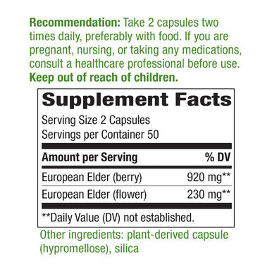 Nature's Way Black Elderberry, 1,150 mg per serving, 100 VCaps (Packaging May Vary)