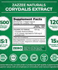 Zazzee Extra Strength Corydalis 15:1 Extract, 7500 Mg Strength, 120 Vegan Capsules, Concentrated And Standardized 15X Extract, 10