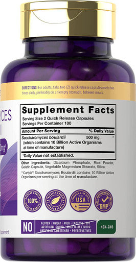 Carlyle Saccharomyces Boulardii Probiotics | 10 Billion CFUs 200 Capsules | Value Size | Non-GMO, Gluten Free Supplement