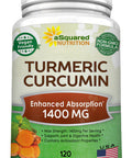 Turmeric Curcumin 1400mg Supplement - 120 Tablets - 100% Tumeric Root Powder & Black Extract Formula, Pure Joint Support Veggie Pills, Antioxidant Supplement