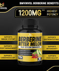 Berberine HCl Supplement 1200mg with Ceylon Cinnamon Bitter Melon Gymnema Sylvestre Extract Supports Immune System