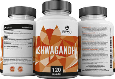 EBYSU Ashwagandha Supplement - 120 Capsules with Black Pepper Extract - Traditionally Used in Ayurveda Nervine Tonic, Sleep Aid & Memory Enhancement - 650mg Root Powder Pills