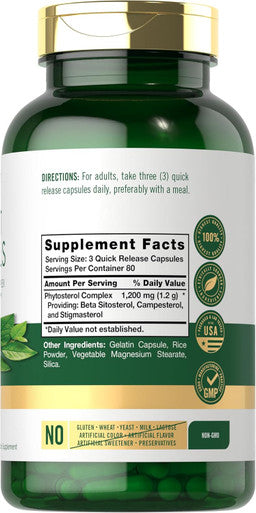 Carlyle Plant Sterols 1200 mg 240 Ultra Potent Capsules Non GMO and Gluten Supplement with Beta Sitosterol