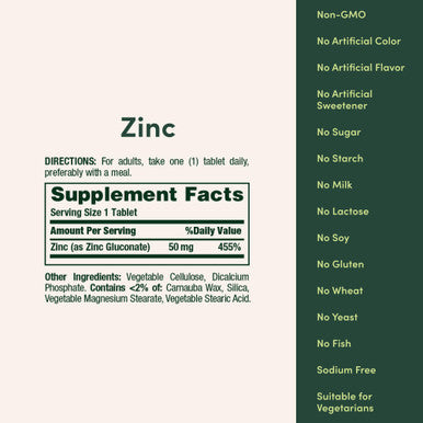 Nature's Bounty Zinc 50 mg 250 Caplets