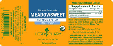 Herb Pharm Certified Organic Meadowsweet Liquid Extract for Minor Pain - 1 Ounce